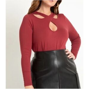 NWT Eloquii Burgundy Cutout Top, Size 22/24